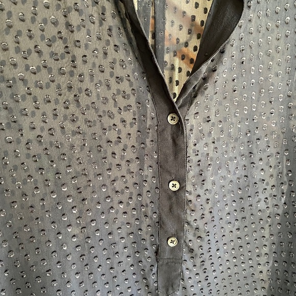 Equipment Femme Black Silk Swiss Dot Sheer Tunic Blouse Size Small - Picture 3 of 15